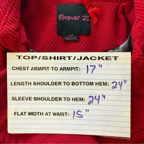 Forever 21 Red Soft Peacoat Jacket Women's Small Button-Up Jacket Y2K Retro Vibe - Picture 9 of 9